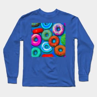 Colorful Donuts Teal Long Sleeve T-Shirt